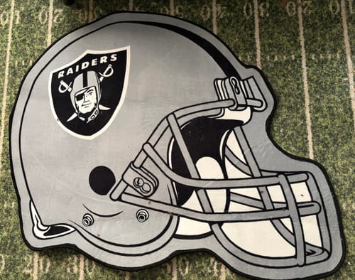 Customer photo review of Las Vegas Raiders Helmet Rug