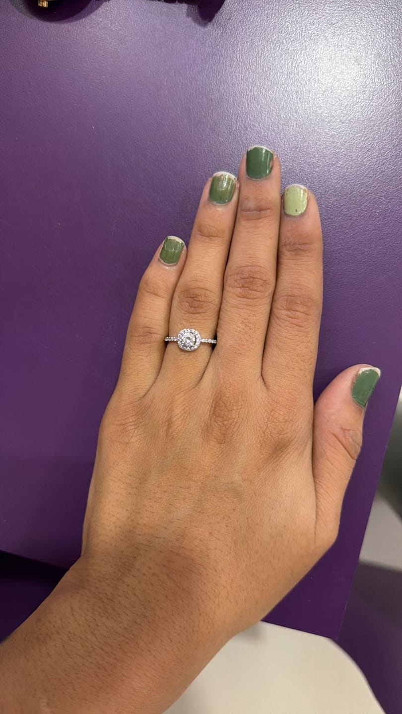 Customer photo review of Silver Sparkly Solitaire Ring