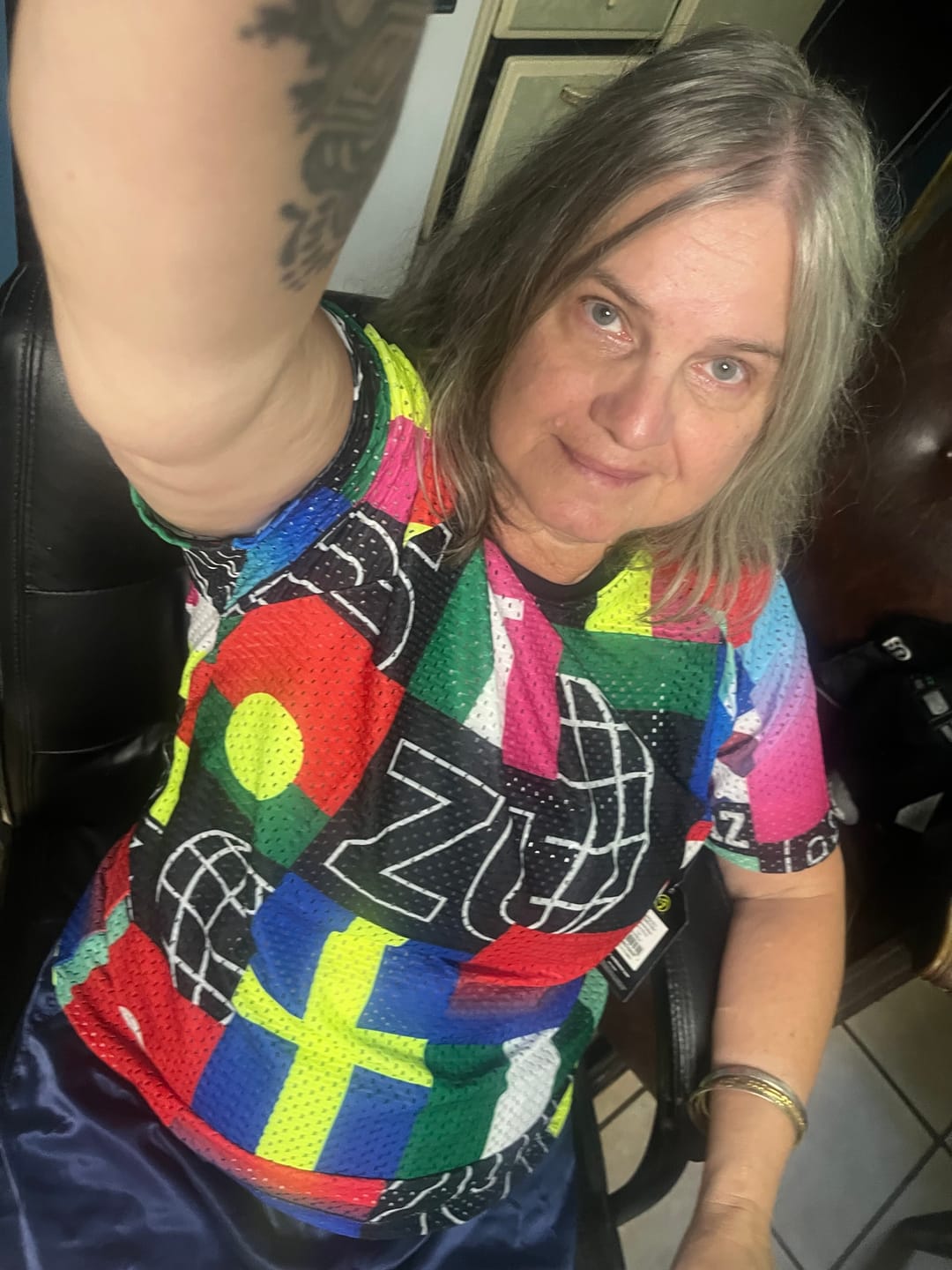 Customer photo review of Worldwide Mesh Crew Neck Top
