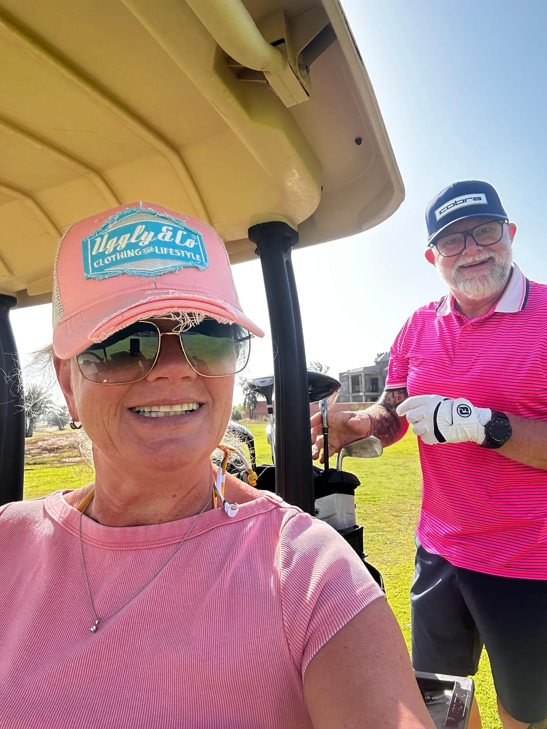 Customer photo review of Pastel Pink & Blue Diamond Trucker Hat