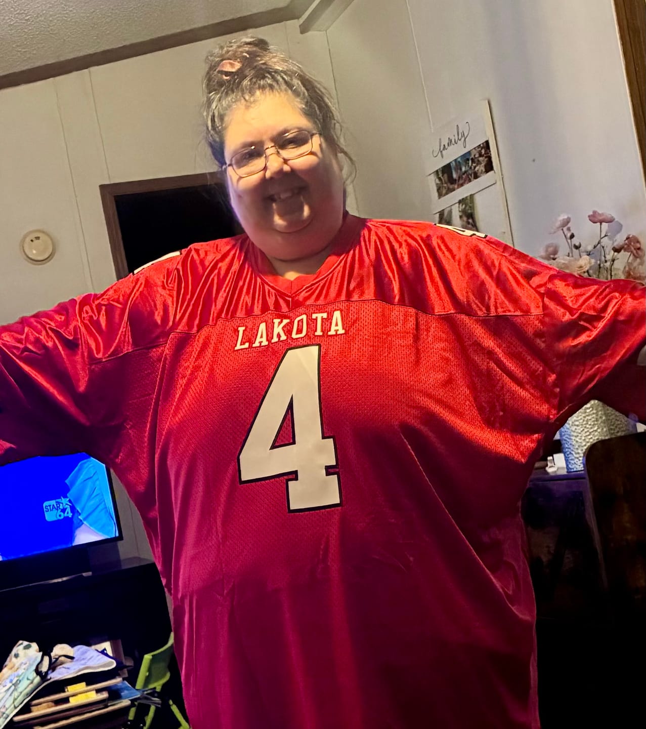 Customer photo review of Custom Red White-Black Classic Style Mesh Authentic American Football Jersey