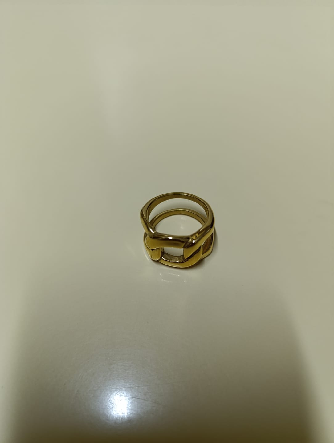 Customer photo review of Anel Elo Duplo Banhado em Ouro 18K