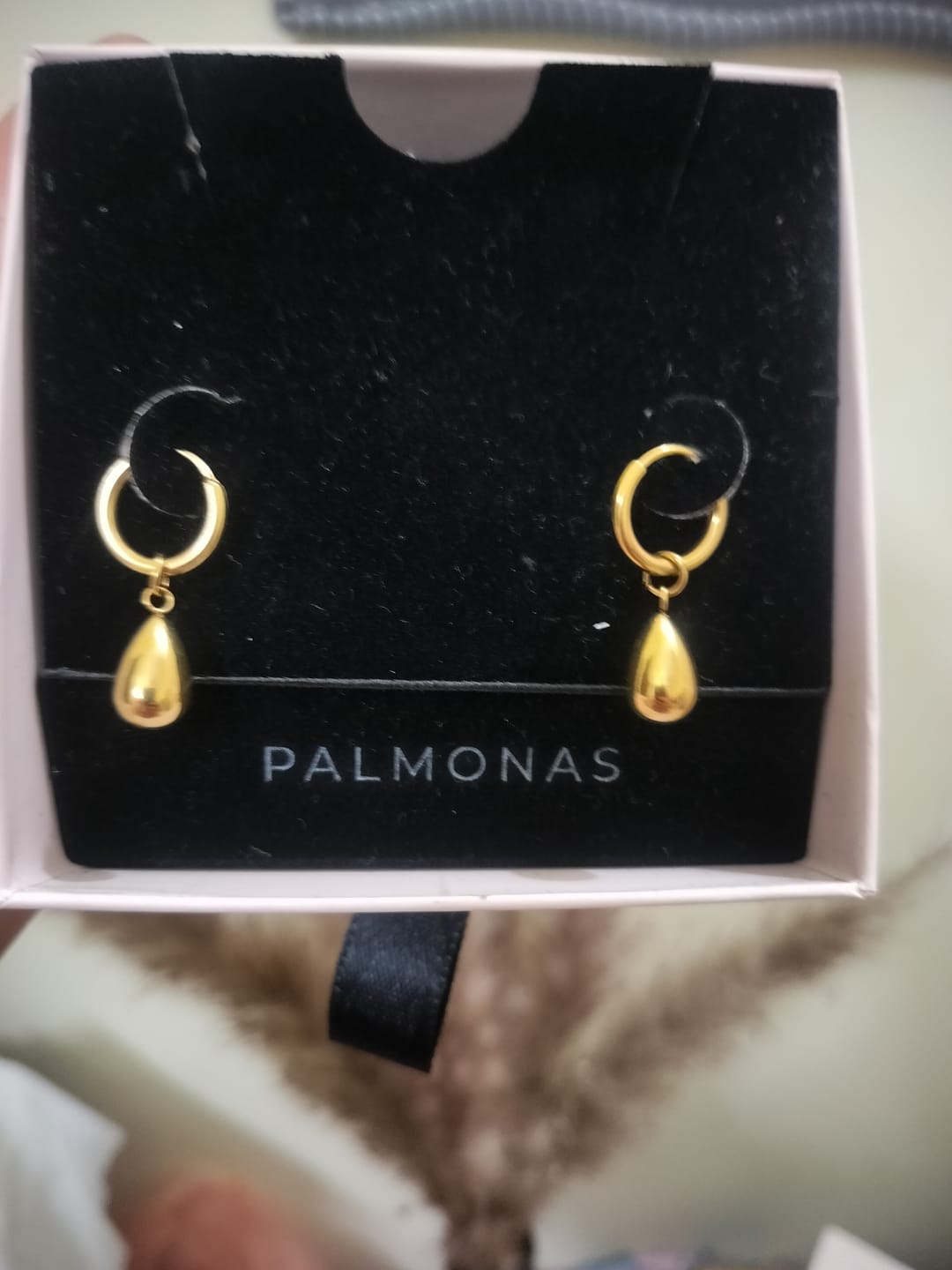 Customer photo review of Waterdrop Hoop Earrings