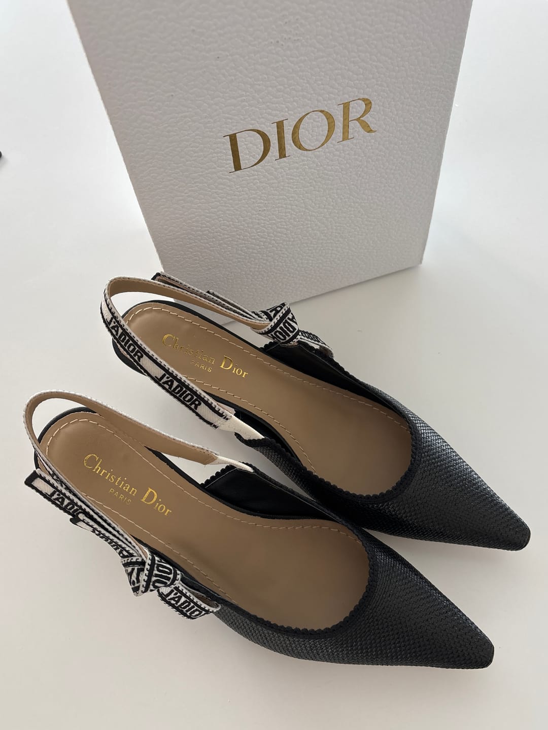 Customer photo review of cd slingback 65 black raffia lambskin