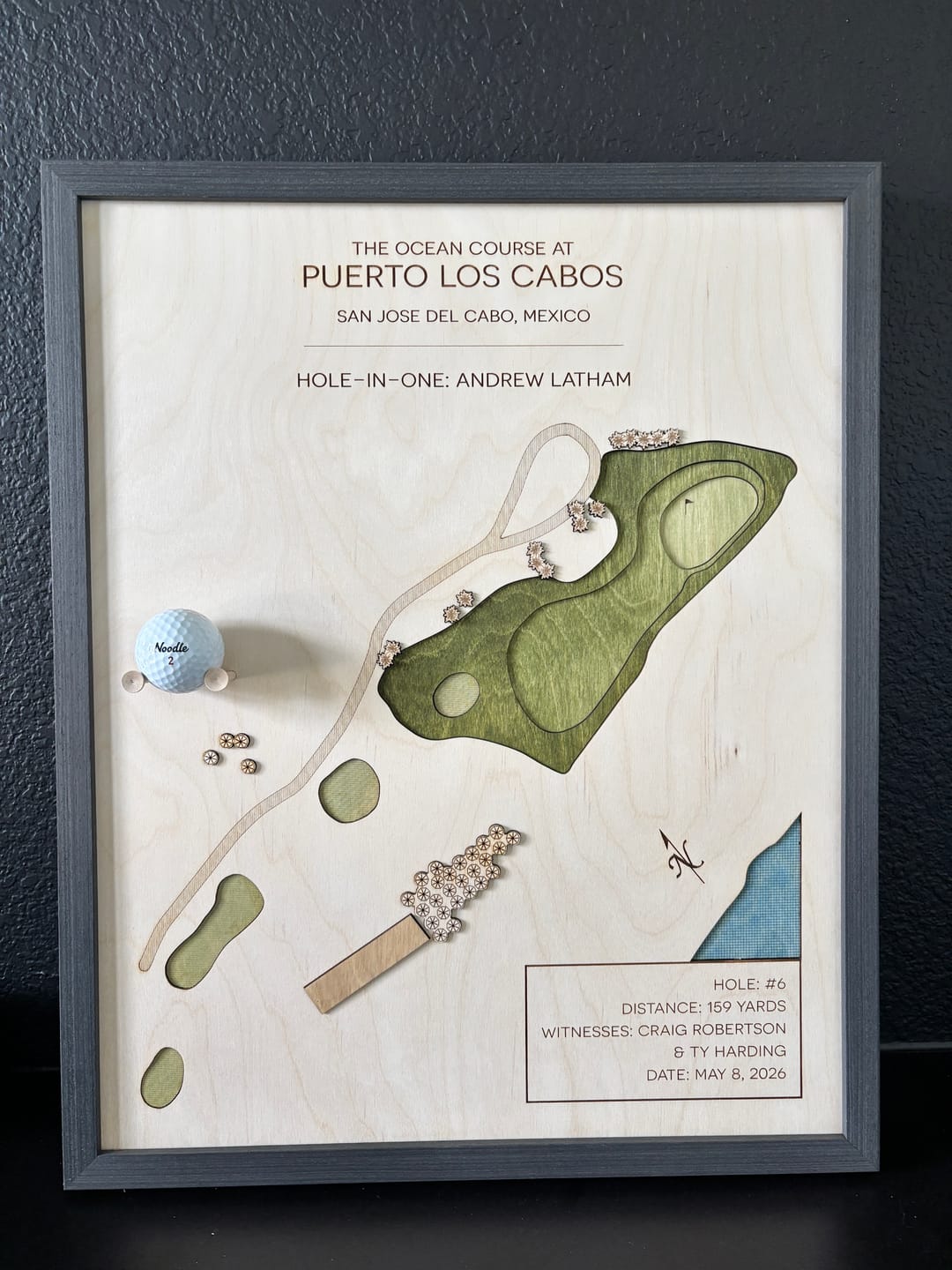 Customer photo review of Personalized Hole-in-One | Single Hole Golf Art