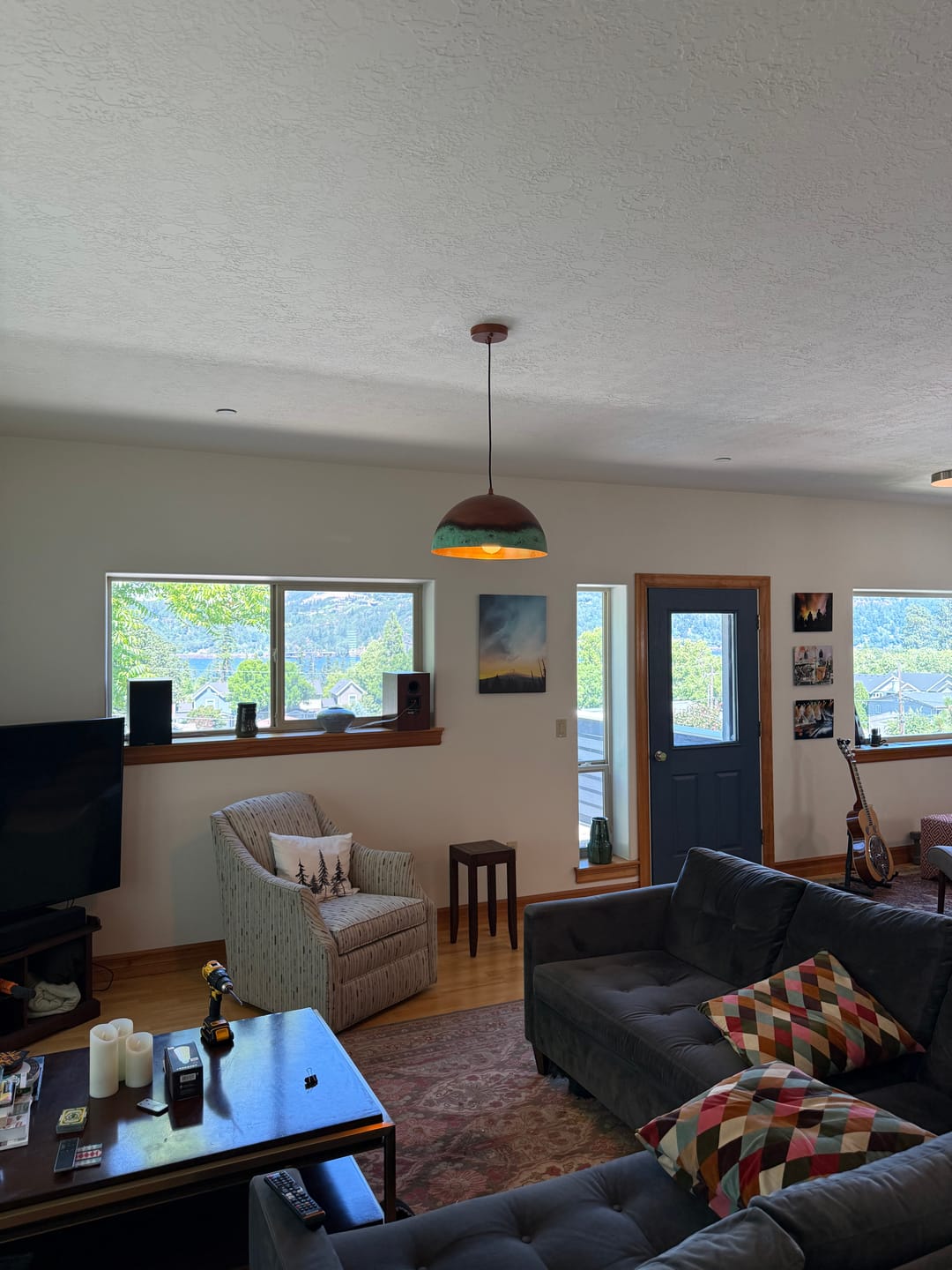 Customer photo review of Oversized Industrial Copper Patina Metal Dome Pendant Light