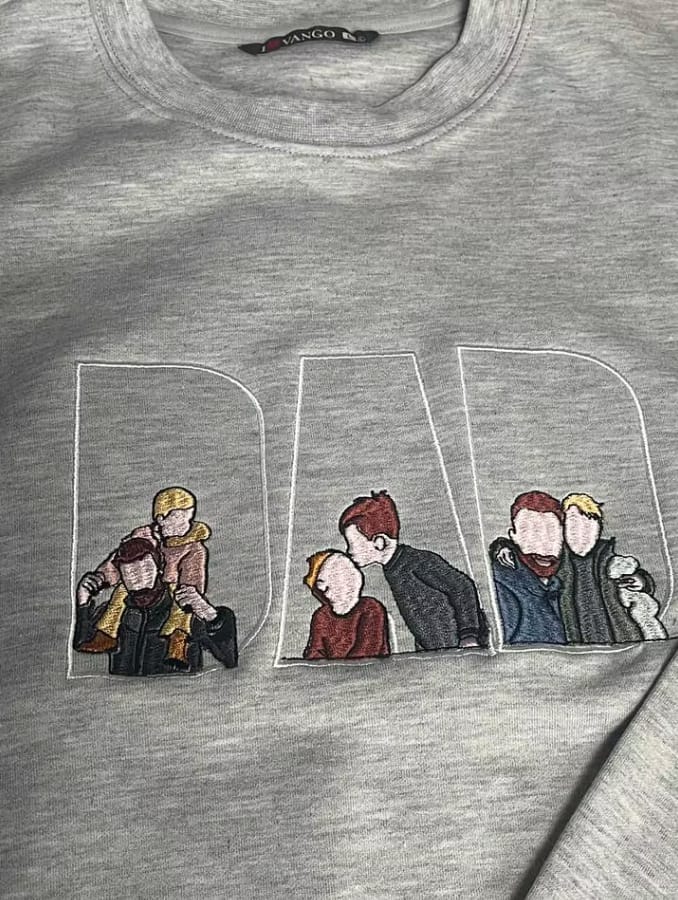Customer photo review of Custom Father's Day Dad Photo Portrait Full Color Embroidered Sweatshirt/Hoodie, Gift For Dad