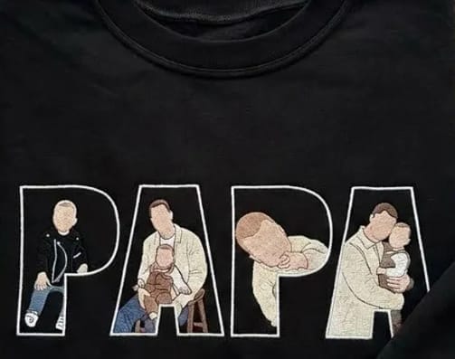 Customer photo review of Custom Father's Day Dad Photo Portrait Full Color Embroidered Sweatshirt/Hoodie, Gift For Dad