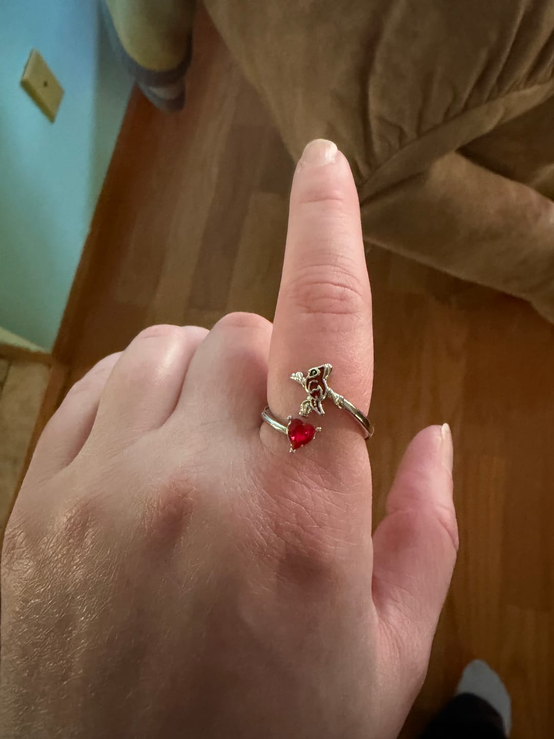 Customer photo review of Christianartworkshop The Vitality of Jesus: Red Cardinal Adjustable Ring