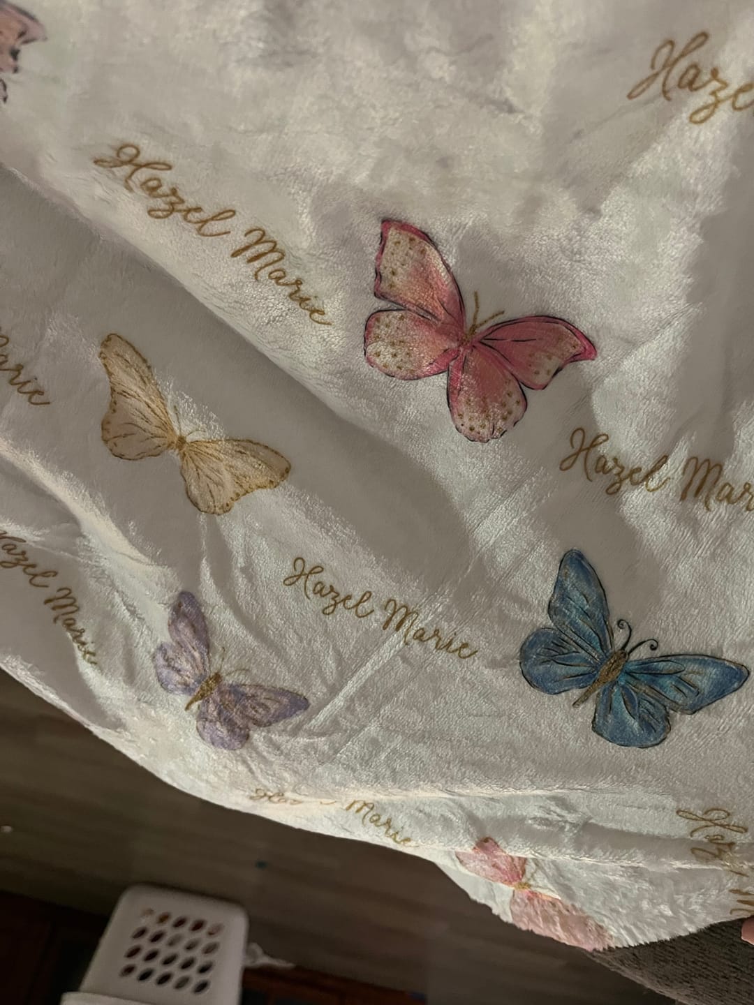 Customer photo review of Butterflies personalized baby girl blanket rainbow