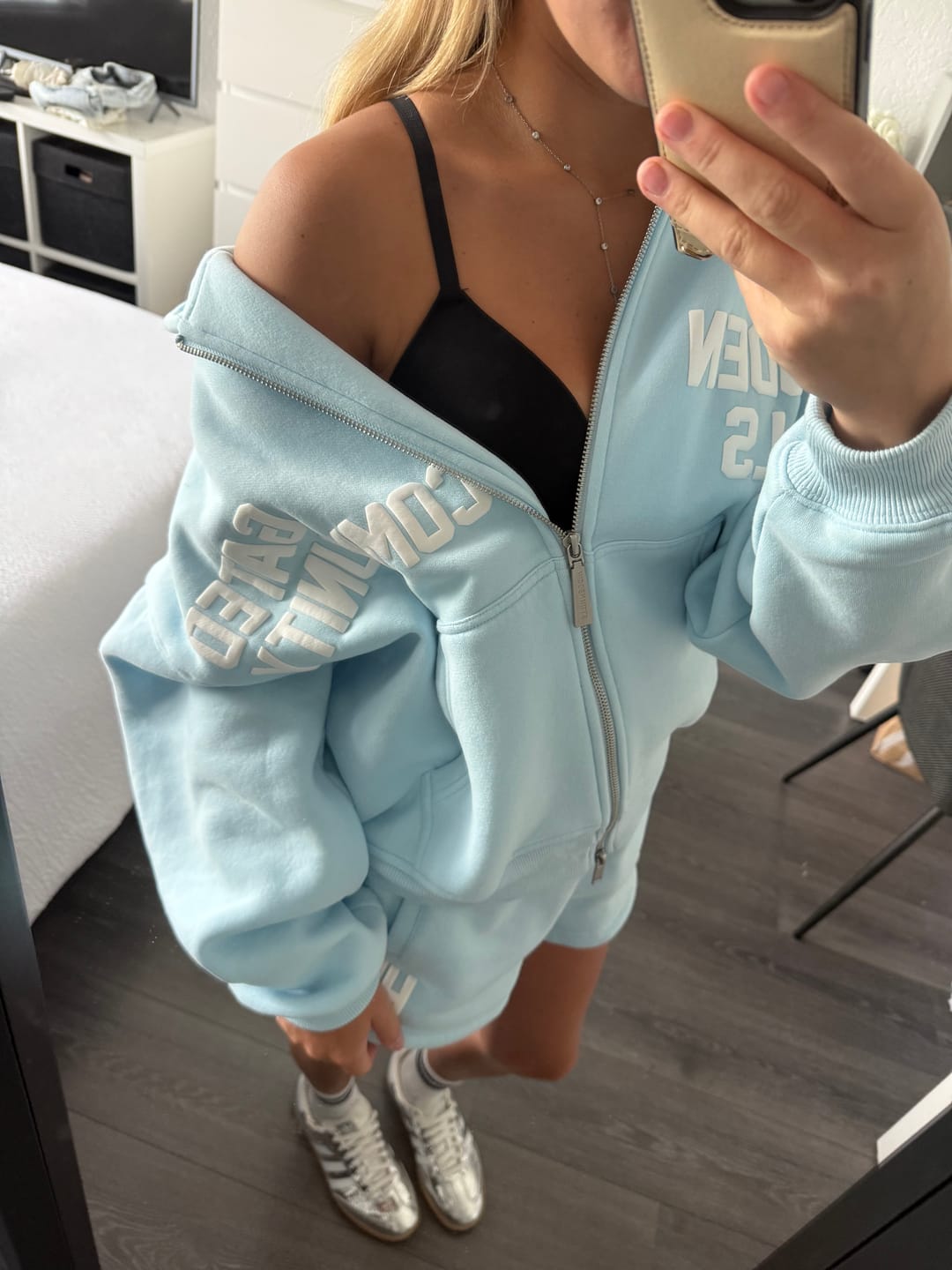 Customer photo review of GATED COMMUNITY ZIP HOODIE LIGHT BLUE