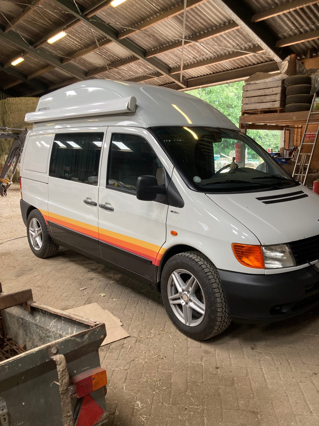 Customer photo review of Retro Side Stripe Decal Kit for VW Transporter T4 T5 T6 – Yellow / Orange / Red/ Black - Set of 2