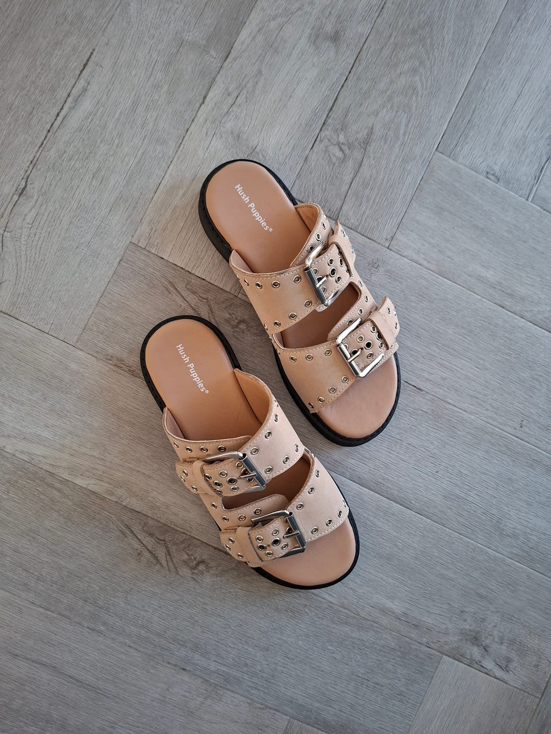Customer photo review of Taupe Christine Mule Sandals