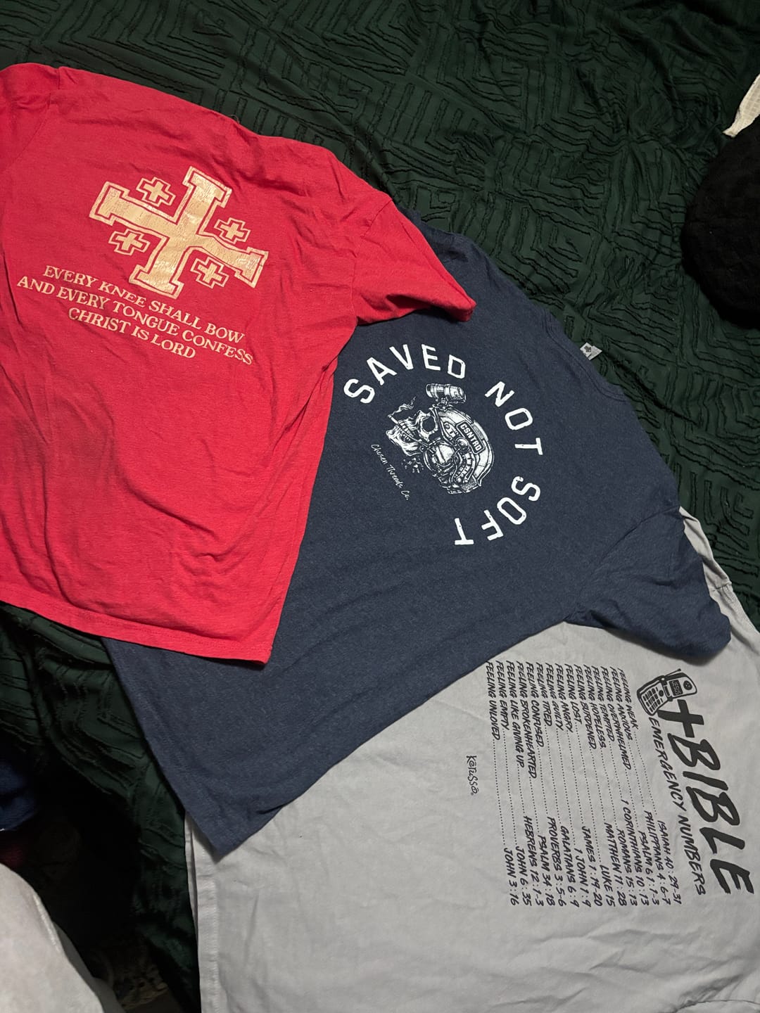 Customer photo review of Saved Not Soft T-Shirt