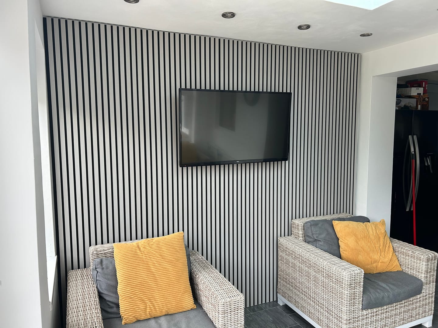 Customer photo review of Acoustic Slat Wall Panels Wooden Decorative Wall Panels Grey Oak Premium 2.4m x 0.6m