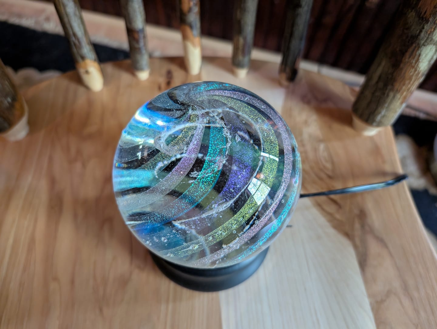 Customer photo review of Dichroic Rainbow Orb with Cremains