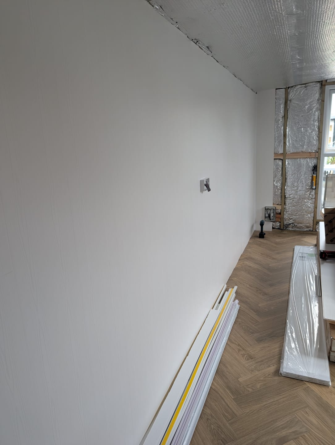 Customer photo review of 8mm White Wood Matt Bathroom Wall & Ceiling Panel 2.6M