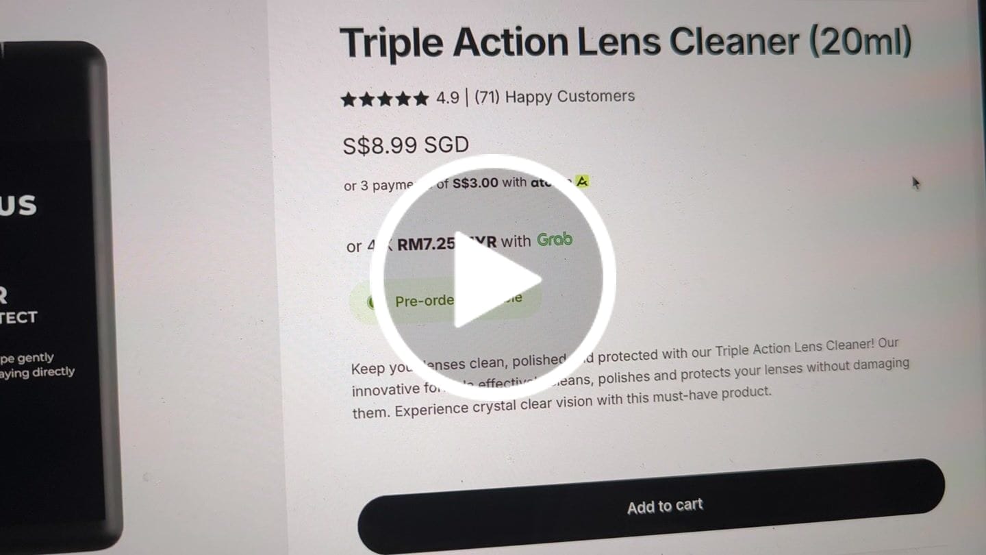 Customer video review of Triple Action Lens Cleaner (20ml)