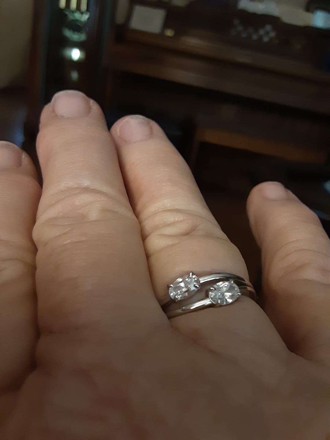 Customer photo review of Bypass 2-Stone CZ Split Shank Ring in Sterling Silver