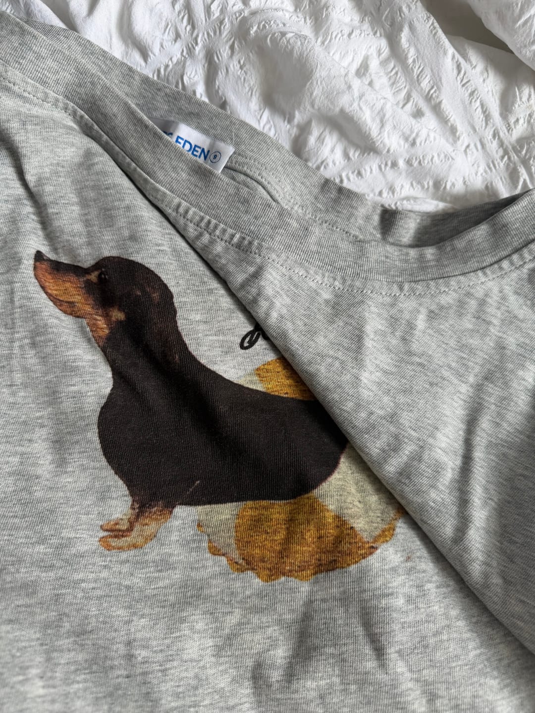 Customer photo review of Aelfric Eden Dachshund Off-The-Shoulder Tee