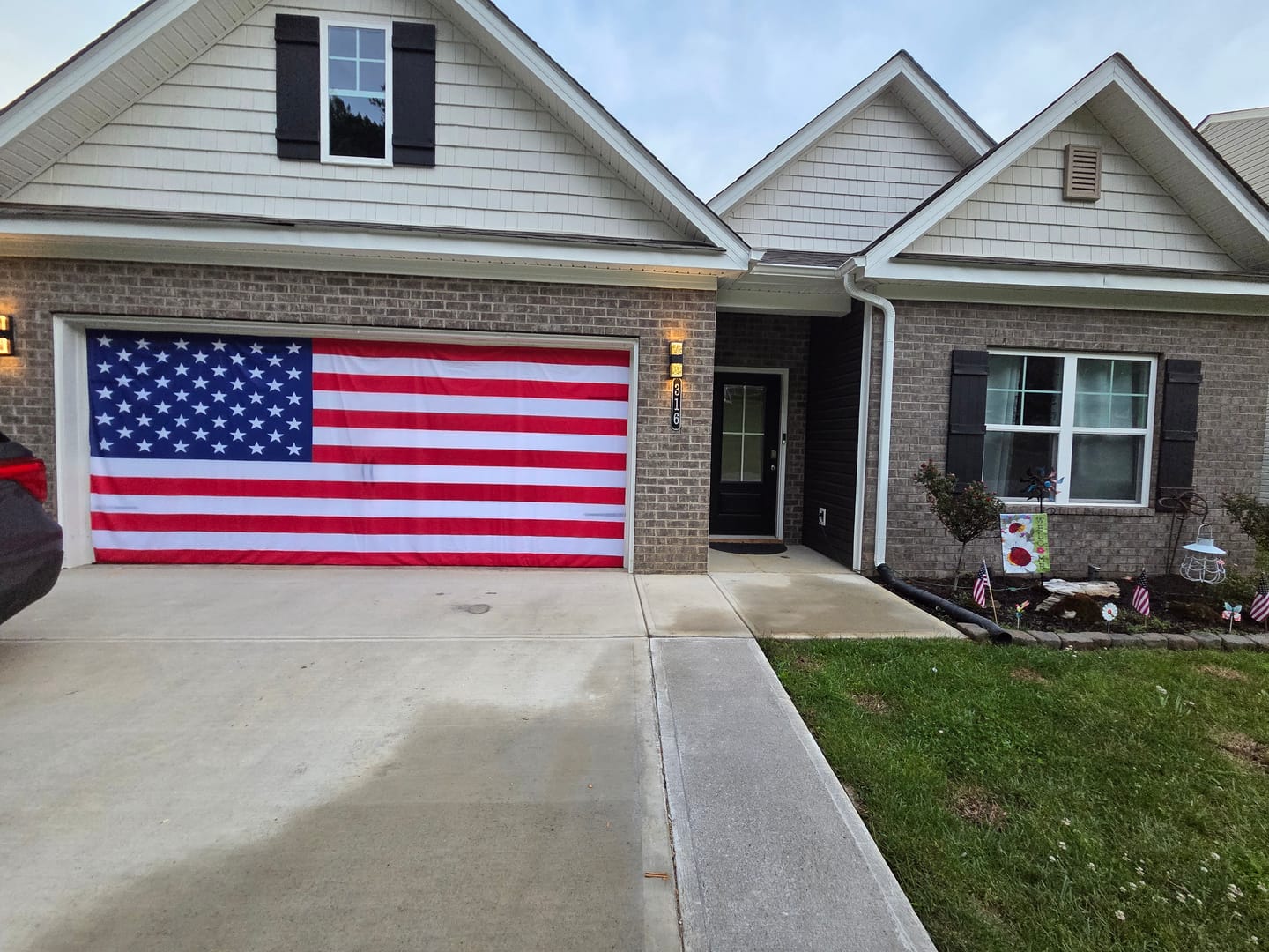 Customer photo review of United States Of America Flag Garage Door Wrap Cover Decoration Banner Backdrop