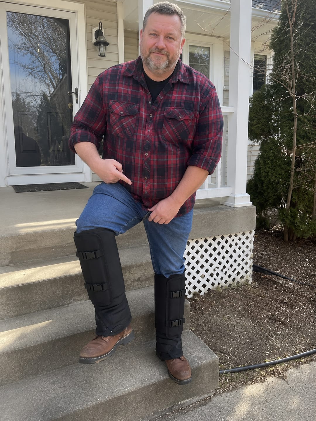 Customer photo review of Tactical Leg Gaiters|Snake & Thorn Proof