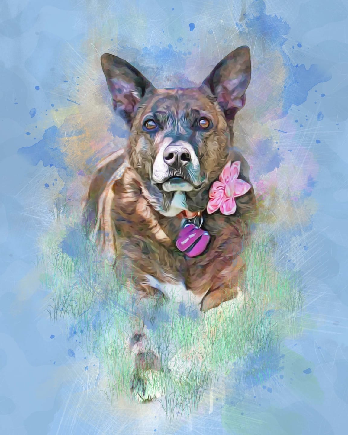 Customer photo review of Watercolor Pet Portrait Wall Art