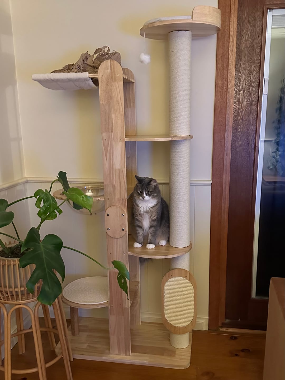 Customer photo review of Solid Wood Multi-Level Cat Tower - 183cm
