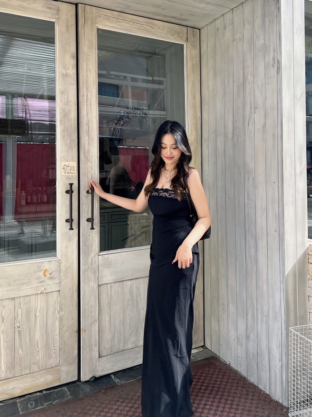 Customer photo review of 0122stepll Lace Trim Tank Top & Satin Maxi Skirt Set