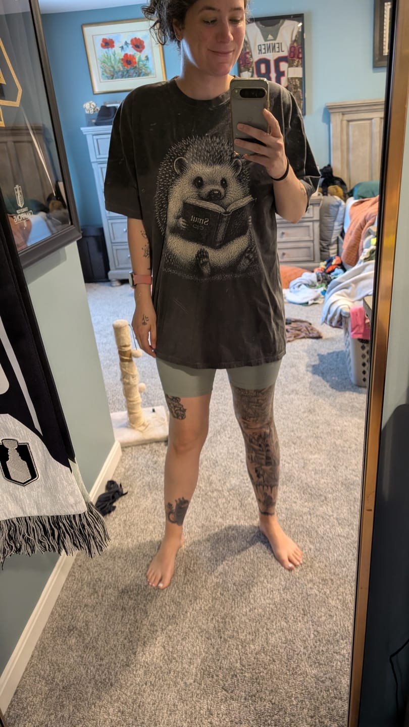 Customer photo review of Subtle Smut Hedgehog Shirt | Funny Book Lover Gift