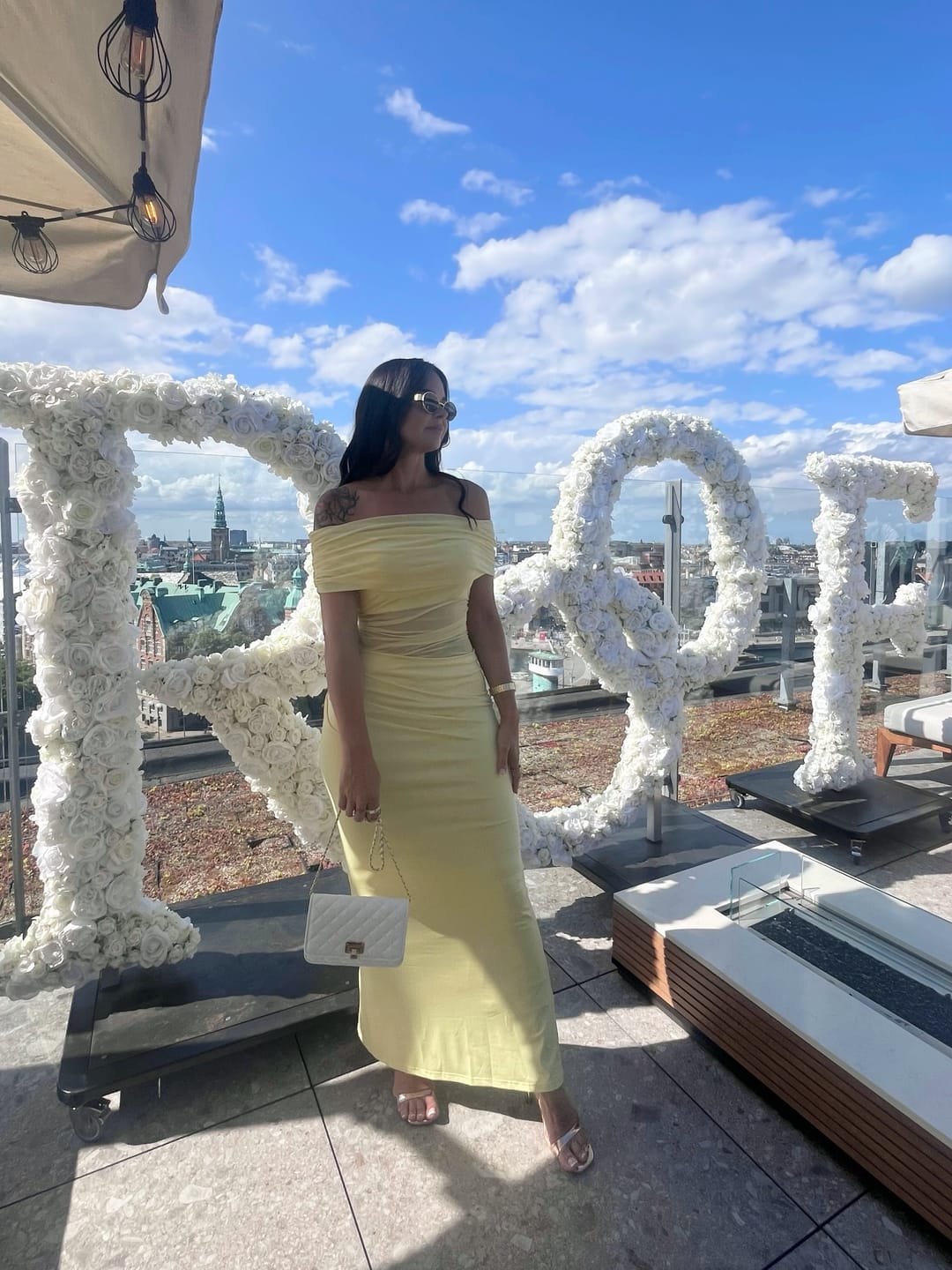 Customer photo review of Jessa Offshoulder Mesh Maxi Dress