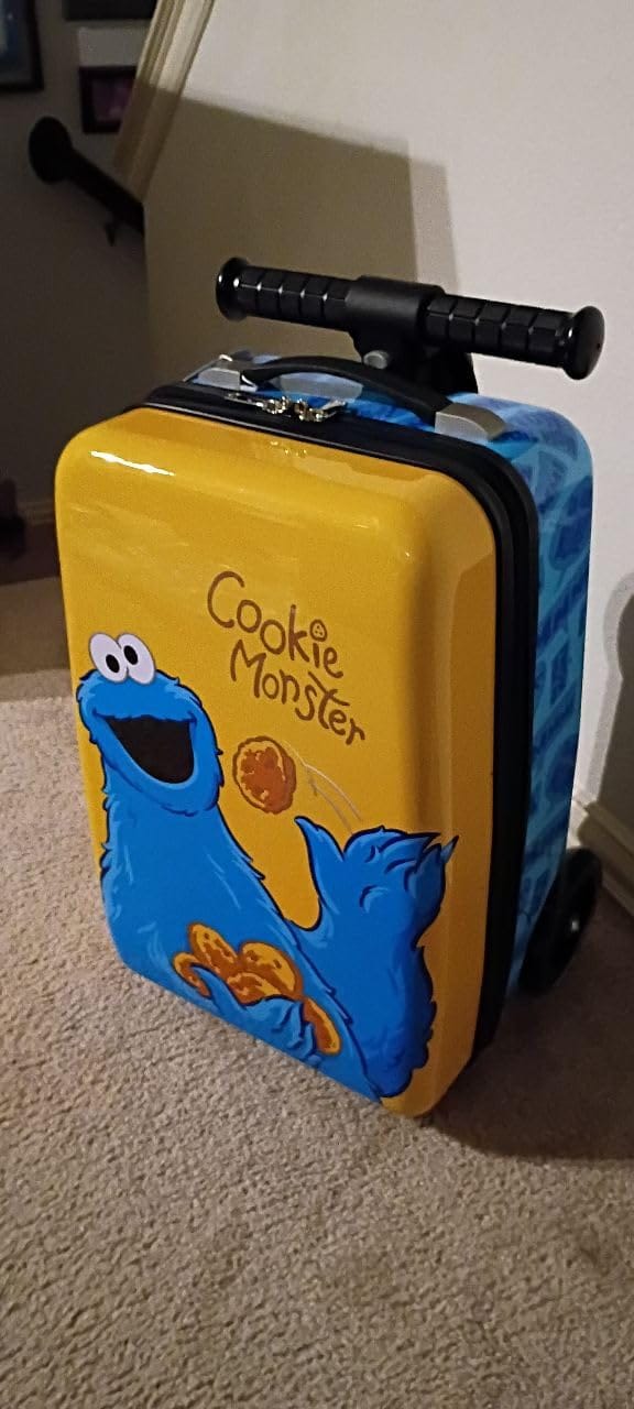 Customer photo review of Cookie Monster Detachable Scooter Luggage