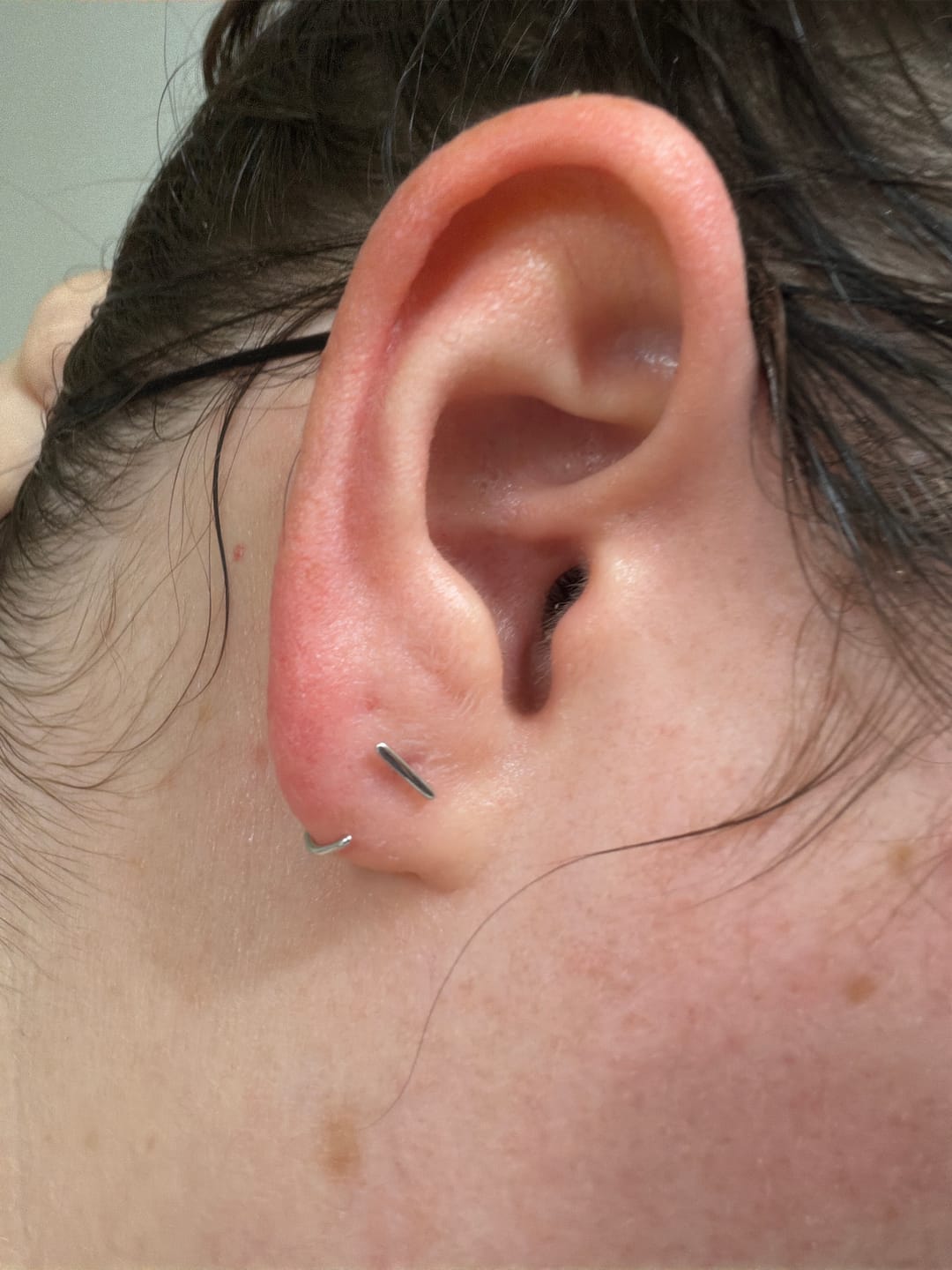 Customer photo review of Stay Close Bar Hoops