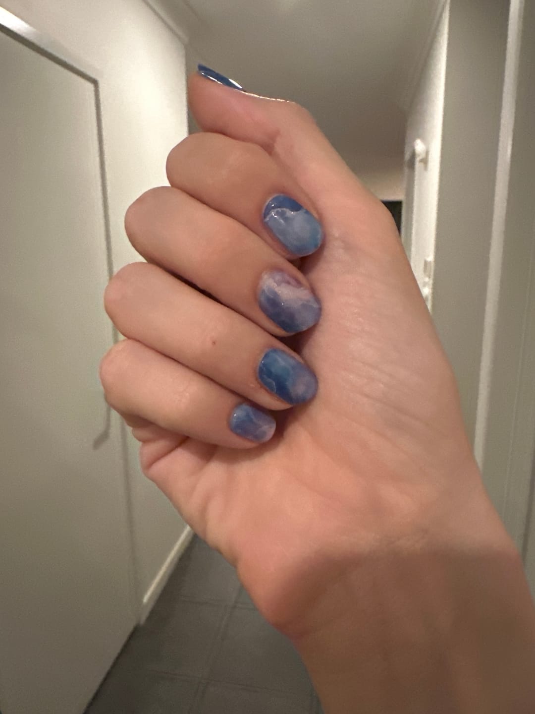 Customer photo review of Purple Geode Rock Pool DIY Semicured Gel Nail Sticker Kit