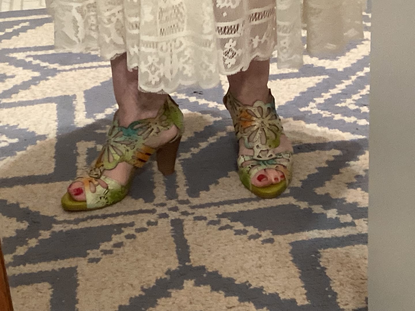 Customer photo review of Bohemia Leather Block Heel Comfy Sandals