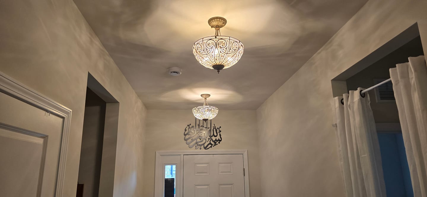 Customer photo review of Victorian Antique Bronze Crystal Semi Flush Light