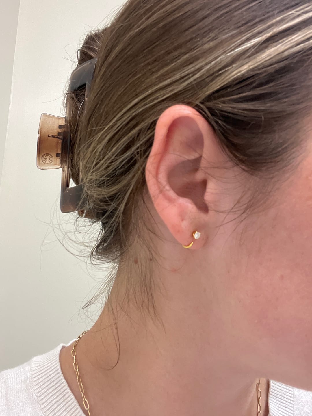 Customer photo review of Stay Close Moissanite Hoops