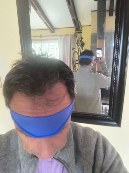 Customer photo review of Curved Silicone Hair Trimming Tool DIY Fade Haircut Template Barber Neckline Shaving Headband for Home Haircuts