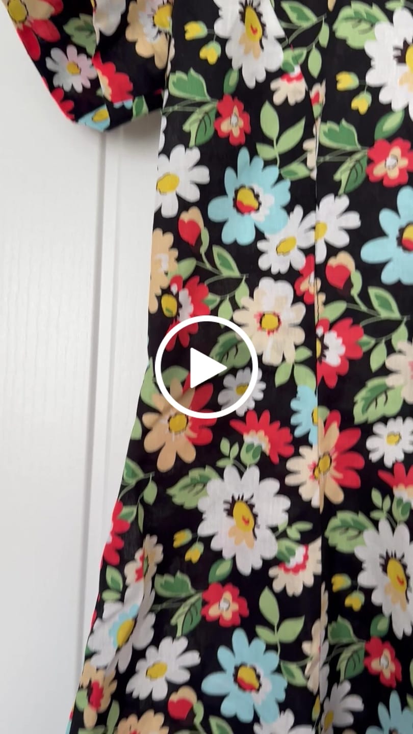 Customer video review of Blue, Orange and White Floral Cotton Poplin Fabric