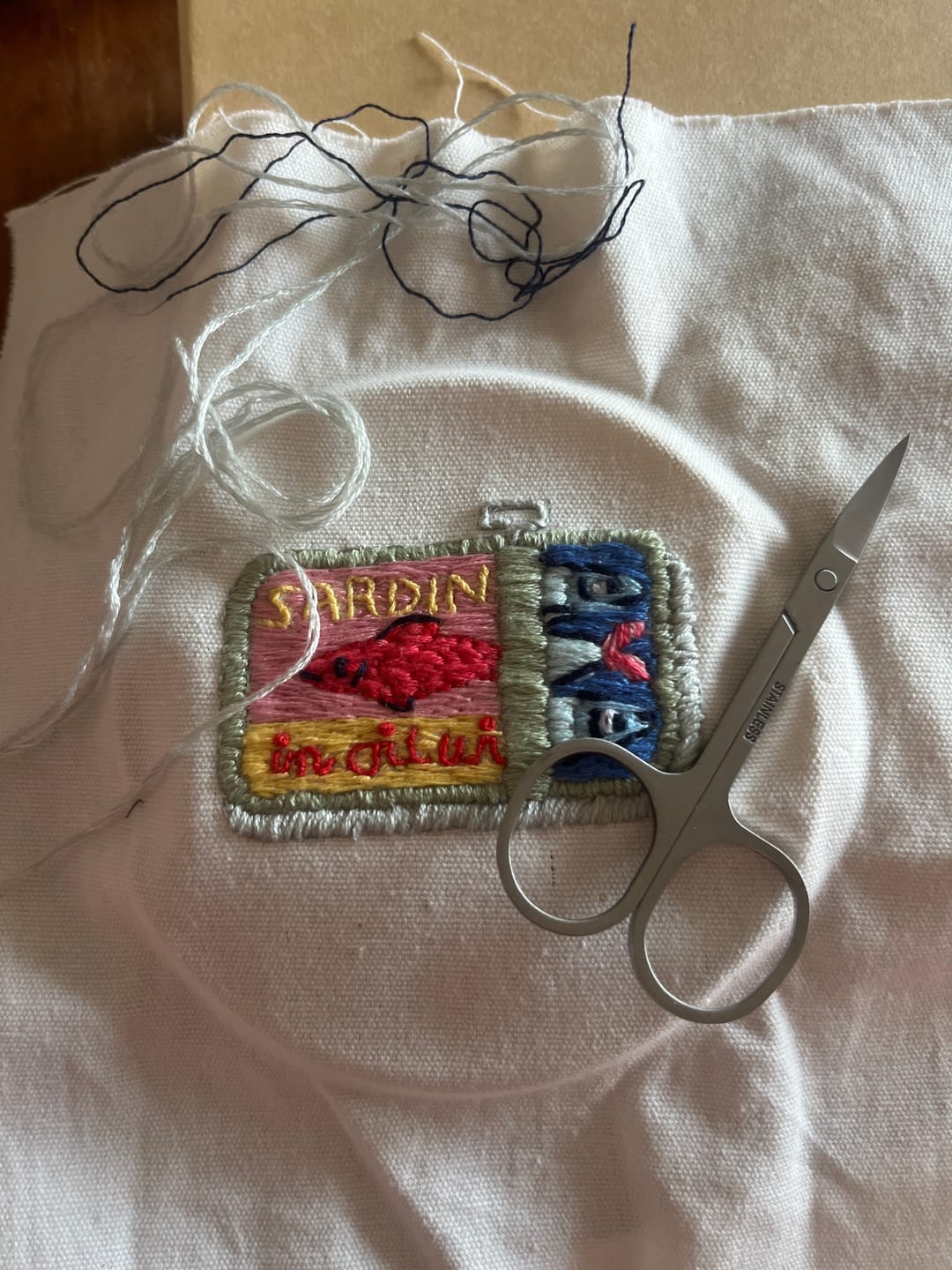 Customer photo review of Sardines Tin Embroidery Kit