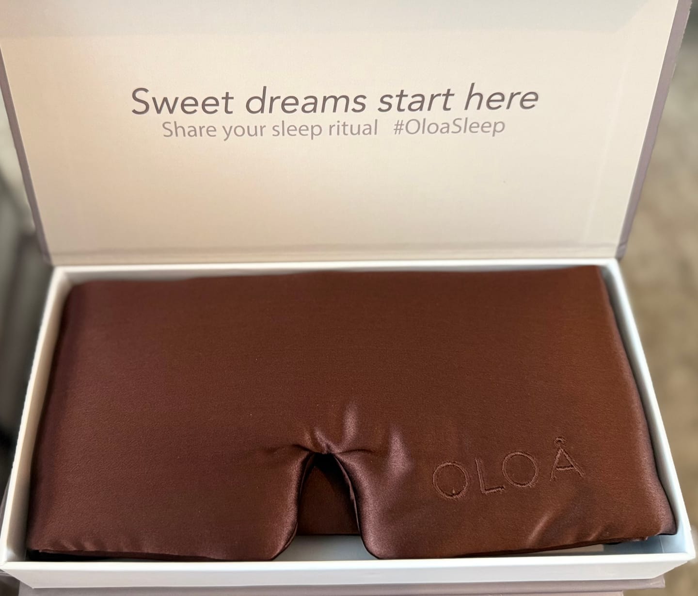 Customer photo review of Silk Sleep Mask - Chocolate
