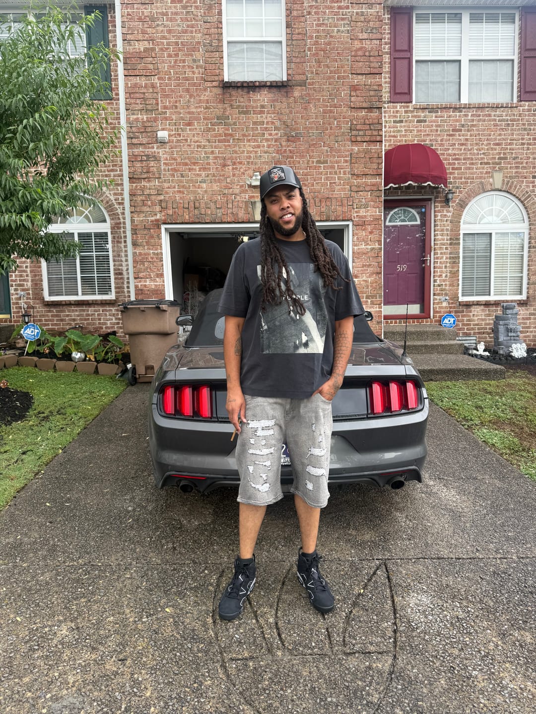 Customer photo review of Purple brand Textured Jersey Tee Black