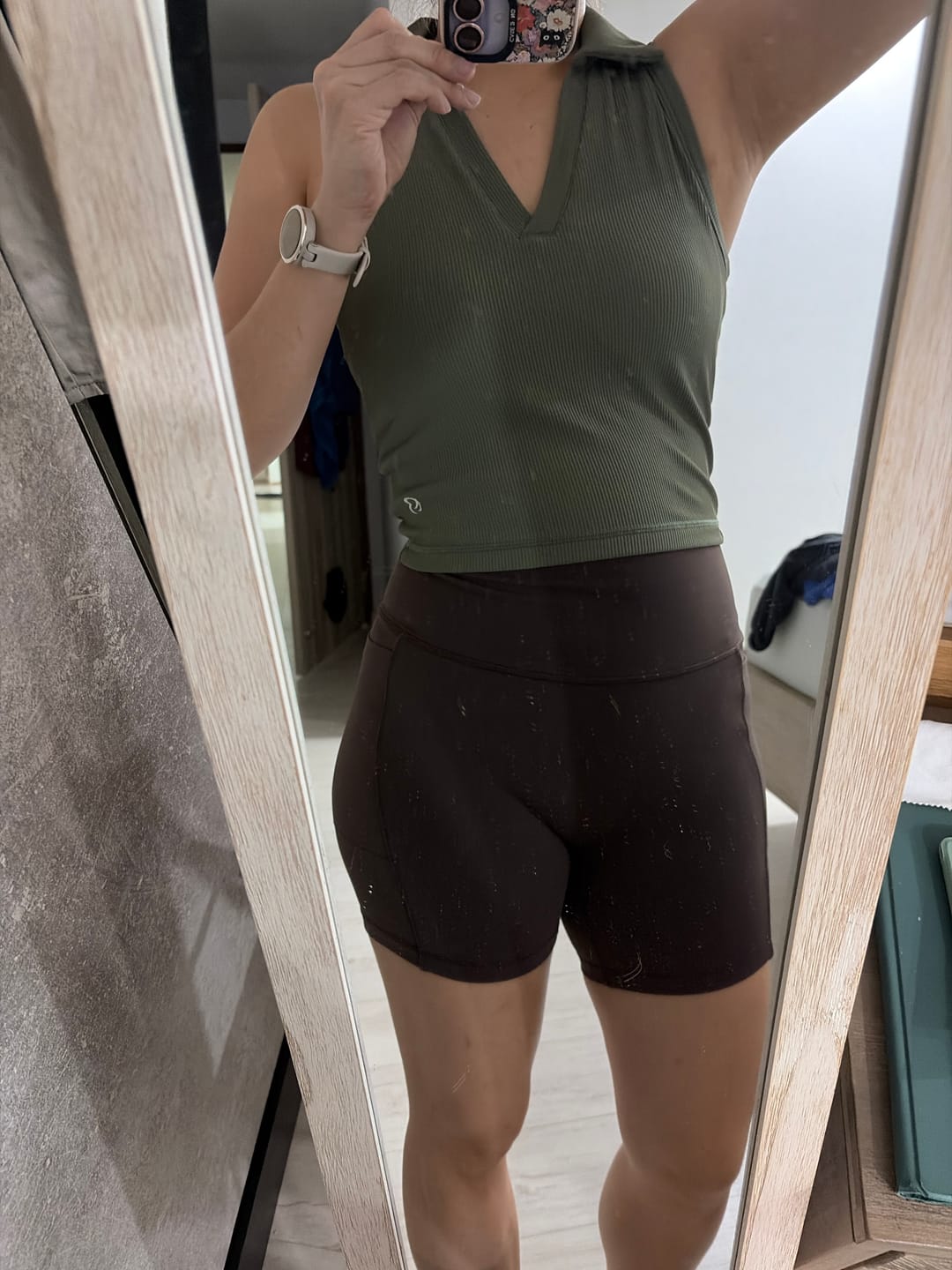 Customer photo review of Sculpted Ease Padded Polo Tank
