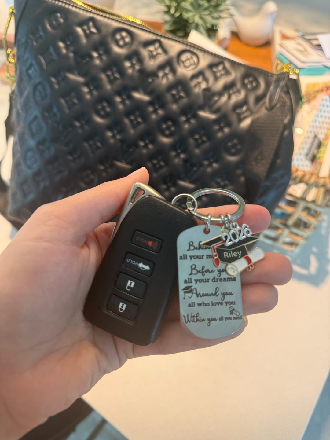 Customer photo review of Family Personalized Custom Graduation Keychain - Graduation Gift For Family Members, Brothers, Sisters