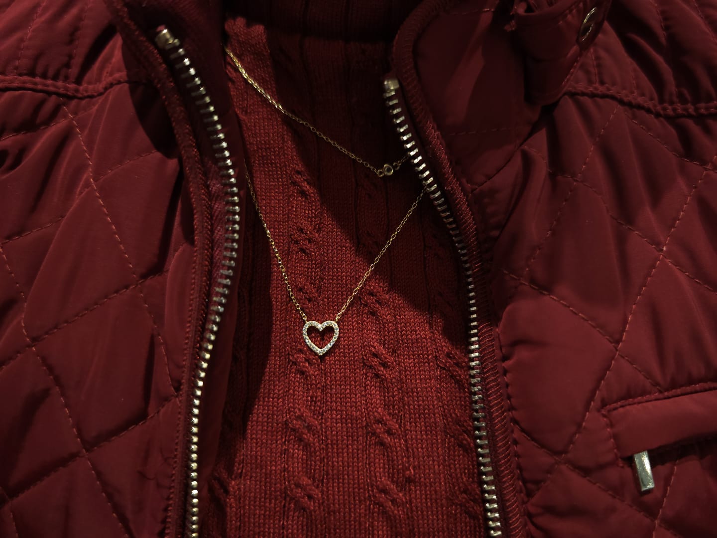 Customer photo review of OH DARLING  | S925 Sterling Silver | 18ct Gold/Silver Plated | Double-Layer Heart and drop Necklace