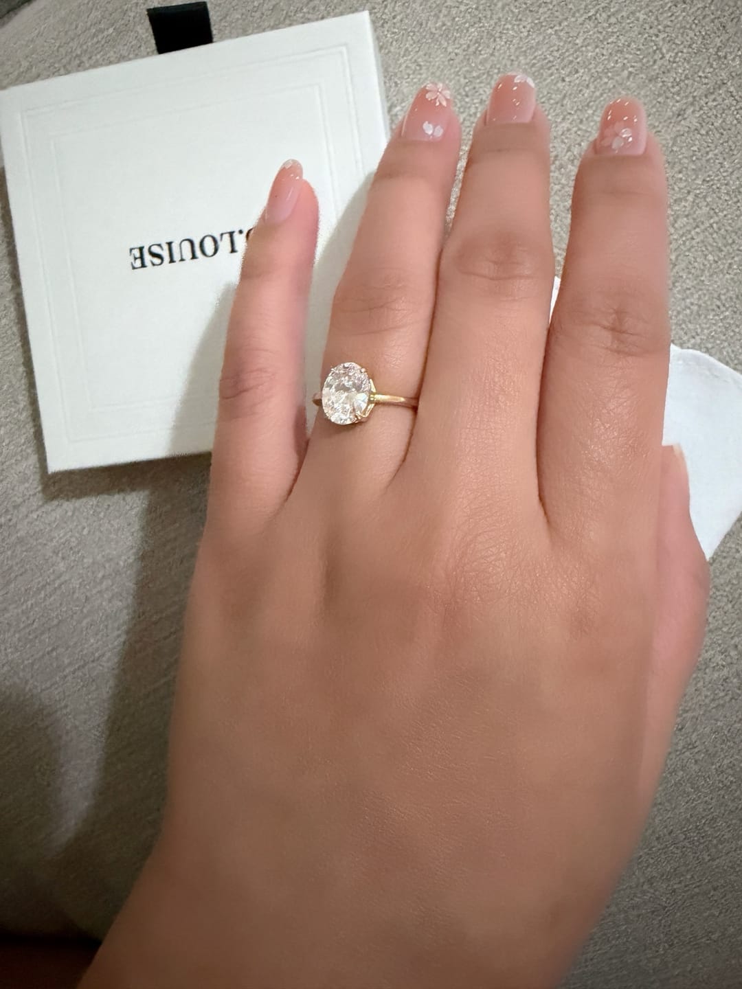 Customer photo review of Oval Solitaire Diamond-Inspired Ring 2ct