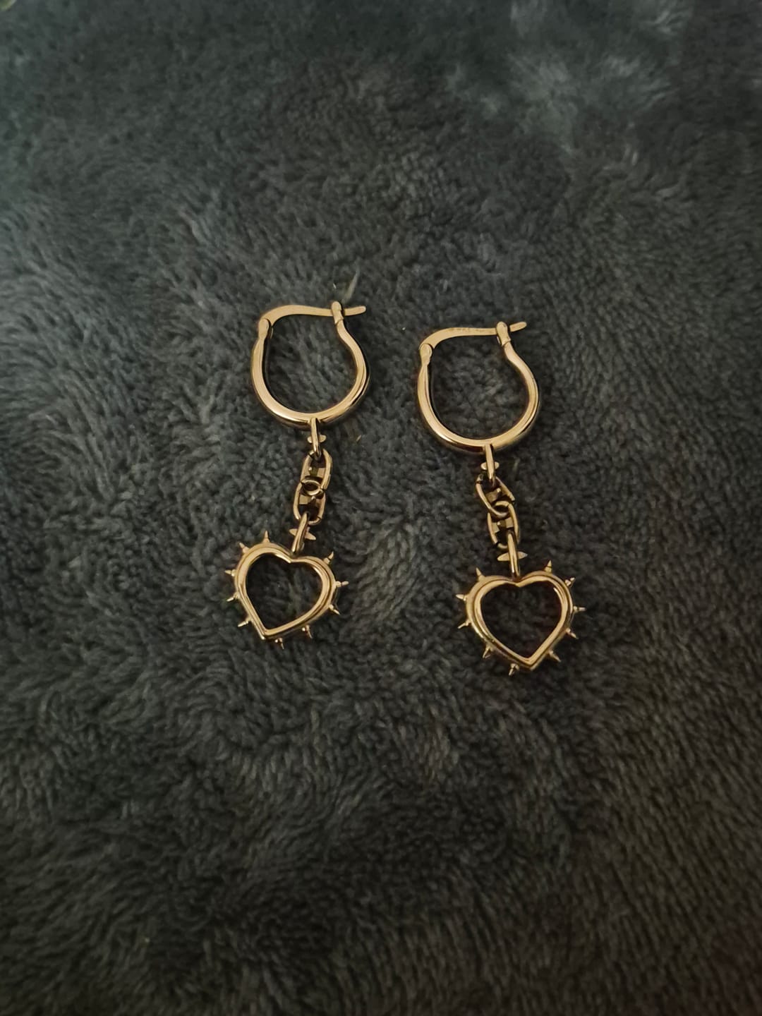Customer photo review of SPIKE HEART EARRING
