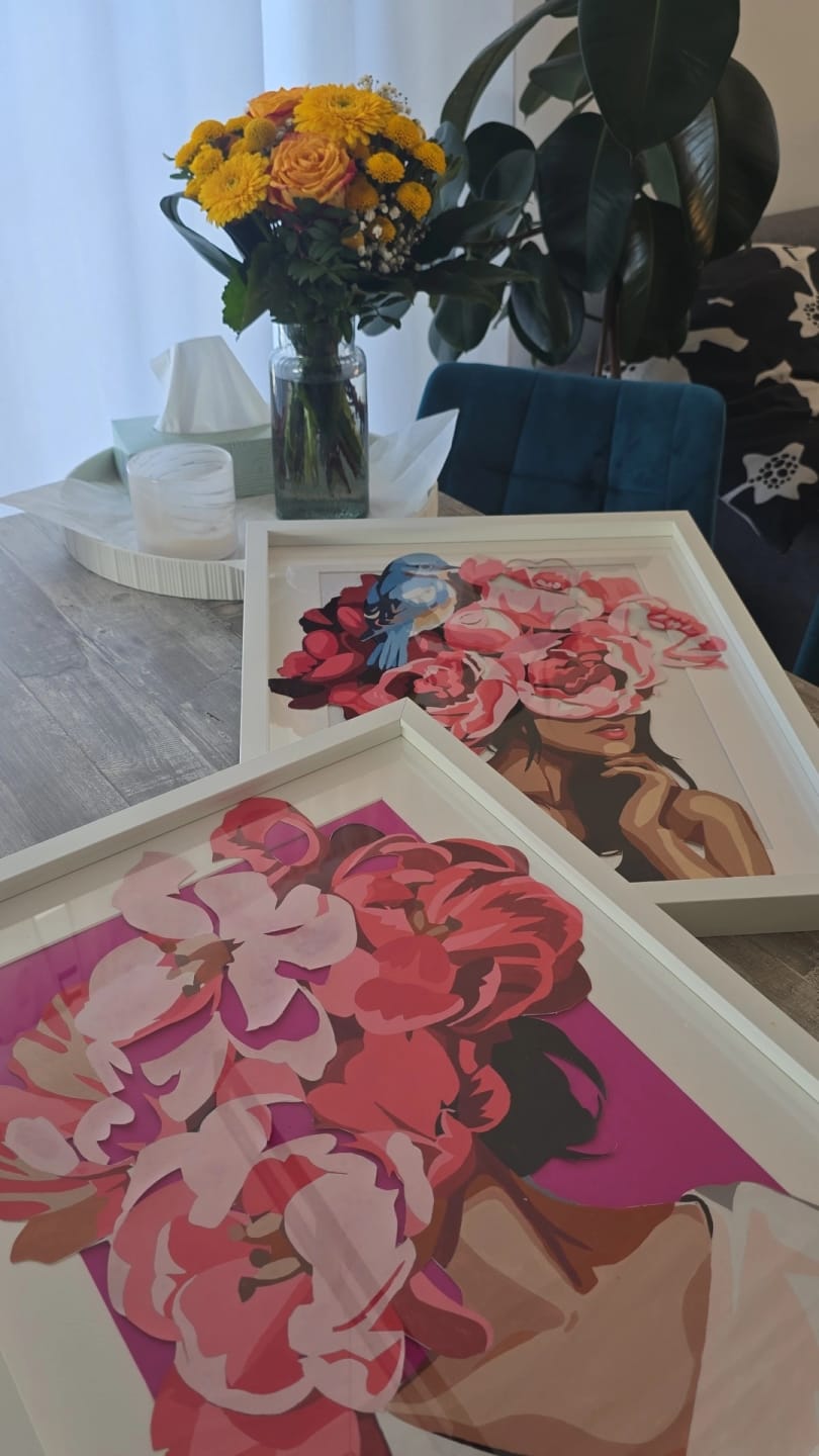 Customer photo review of Malen nach Zahlen - Flowerhair Pink