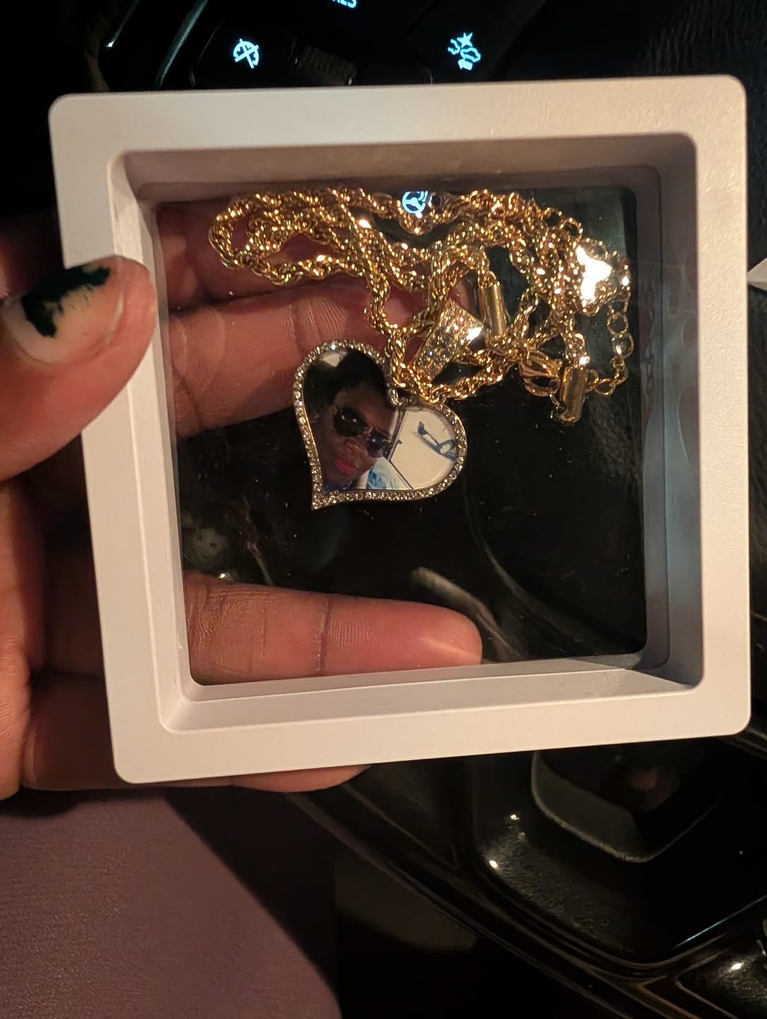 Customer photo review of Kids Iced Photo Pendant w/ Rope Chain