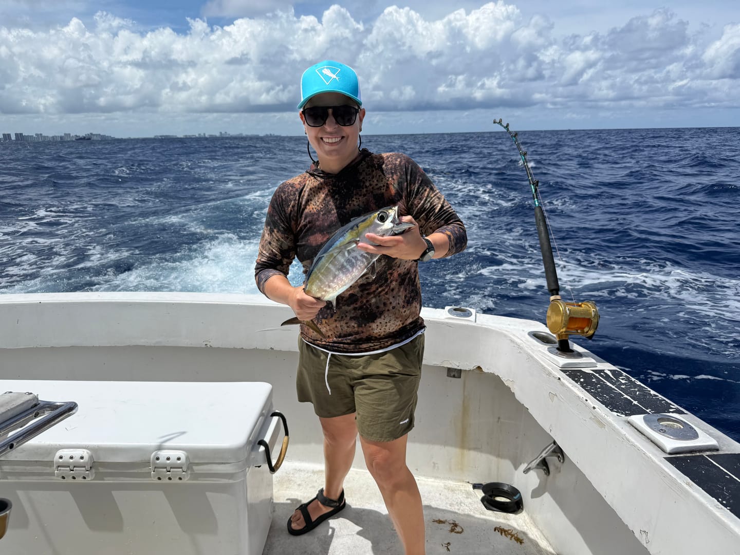 Customer photo review of Mahi - Trucker Style Snap Back Hat Bahama Blue